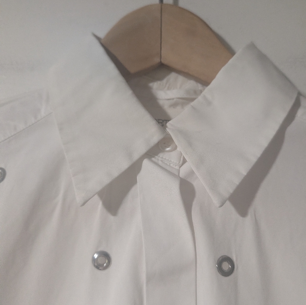 SPORTMAX | Elio eyelet-embellished cotton-poplin shirt In White - Picture 7 of 12